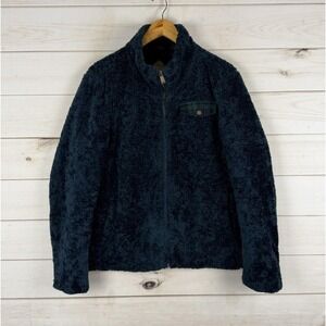 Pendleton Jacket Womens XL Blue Fuzzy Full Zip Sherpa Fleece Teddy Bear